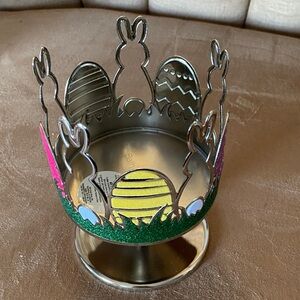 Decorative Silver Easter Egg & Bunny Candy Holder - Unbranded, Pink/Green/Yellow